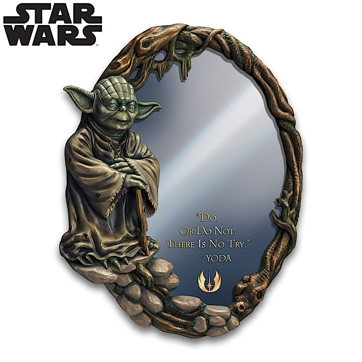 STAR WARS Yoda Jedi Master Shatterproof Glass Mirror Featuring A Hand