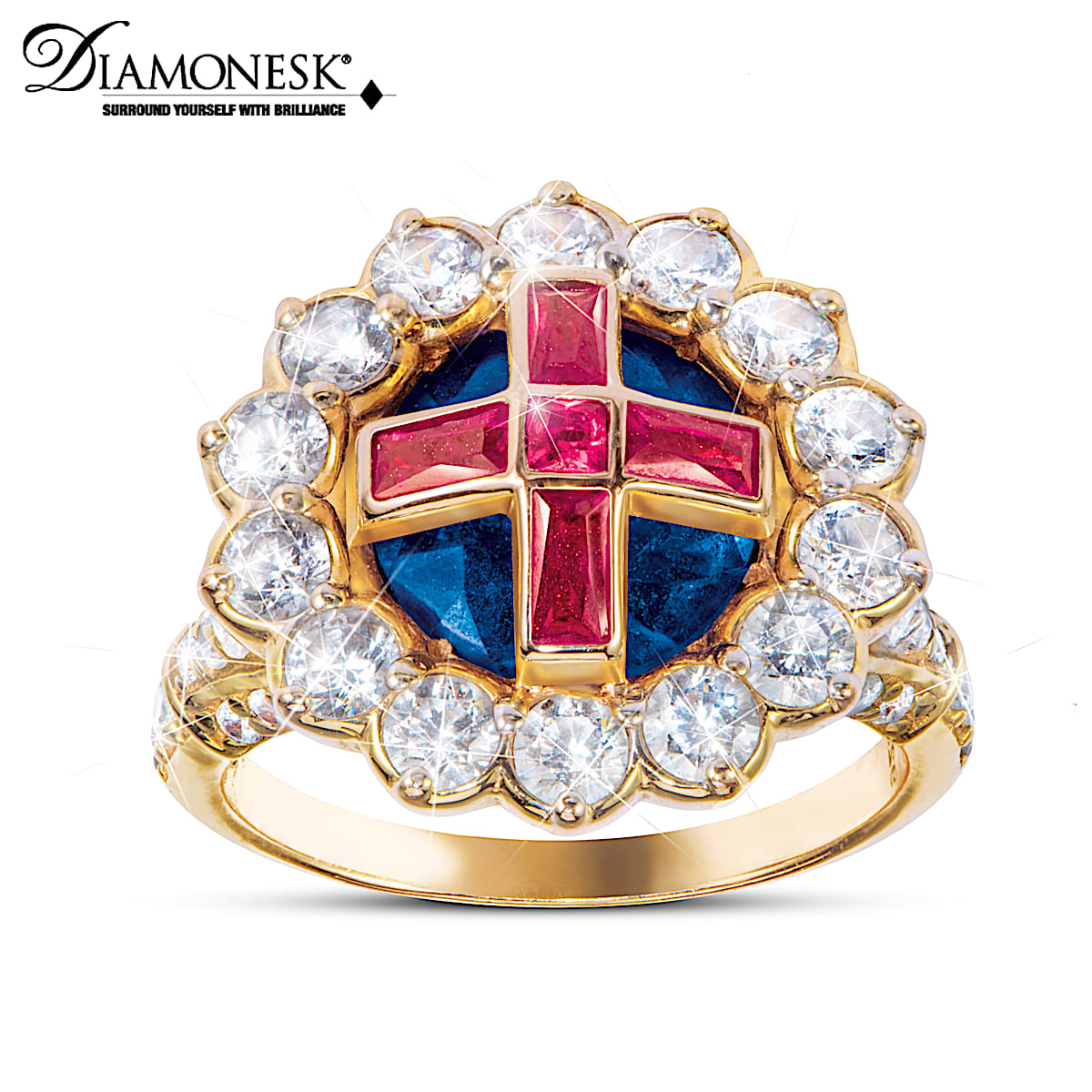 Queen Elizabeth II Diamonesk 18K Gold-Plated Replica Ring