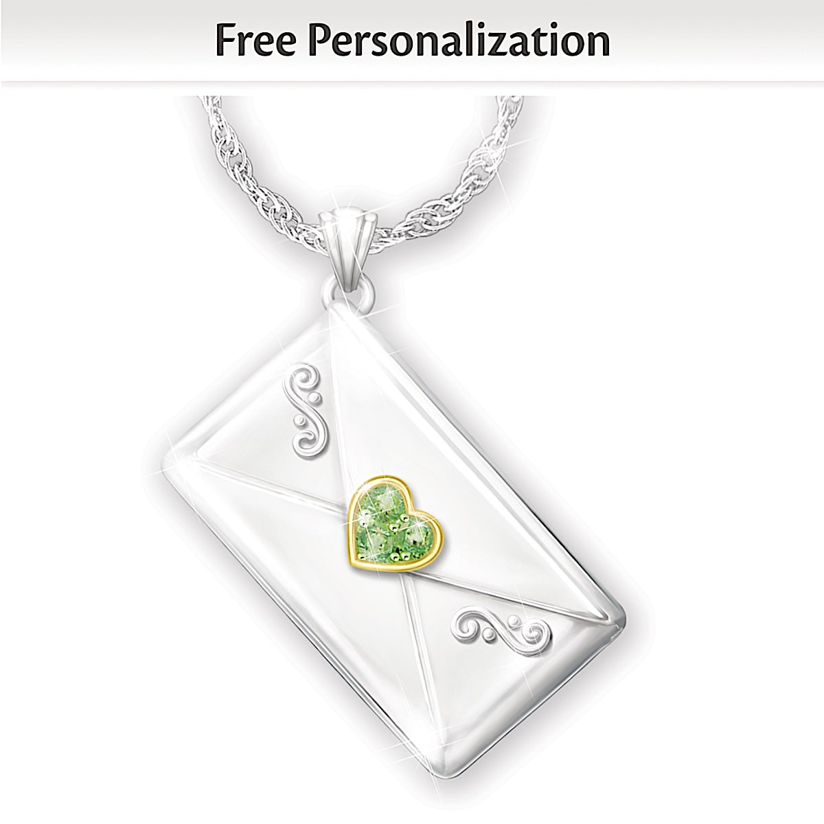 My Granddaughter I Love You Personalized Birthstone Pendant Necklace Featuring A Unique Envelope Design With An 18K Gold Plated Letter Inside That Can Be Removed