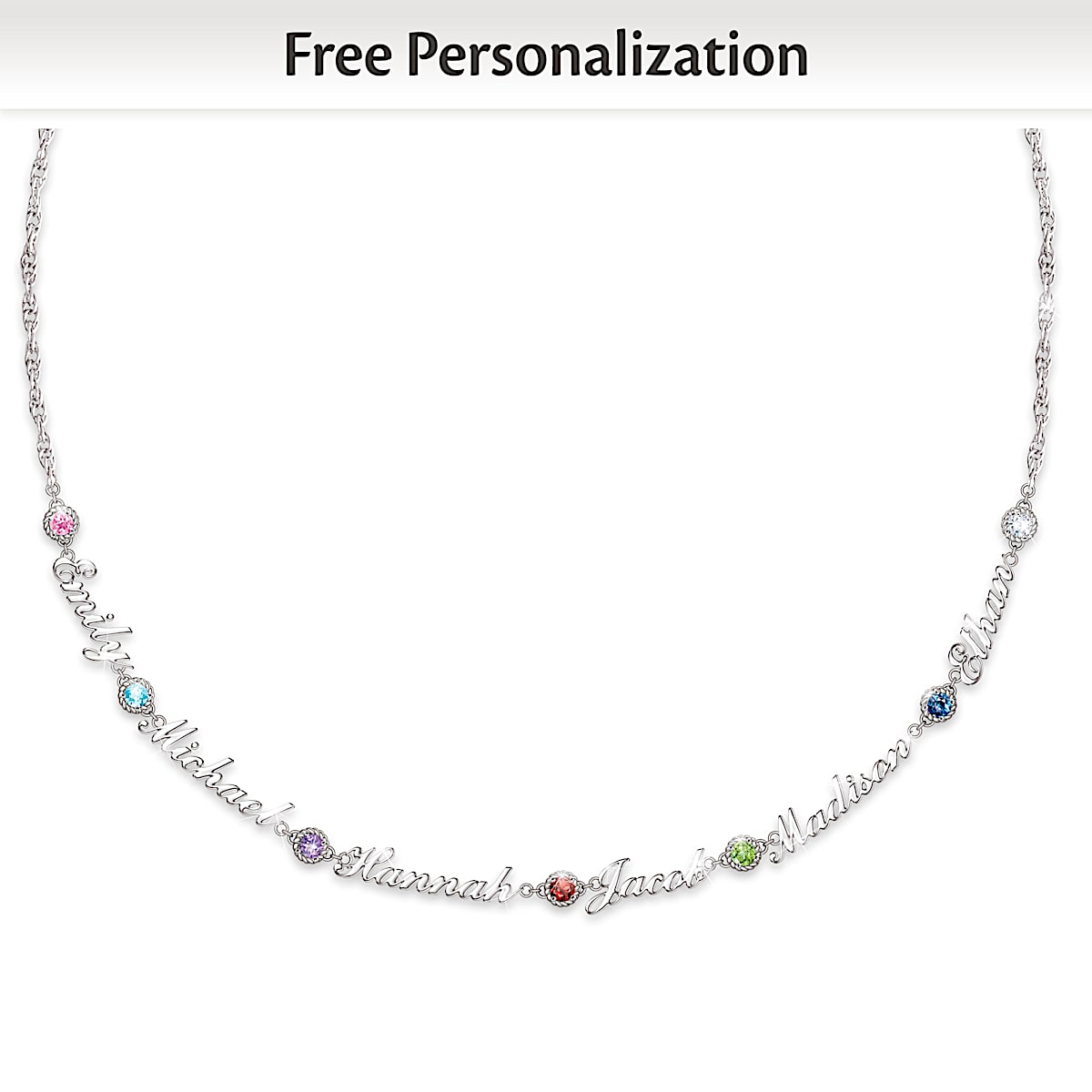 Names That I Love Womens Personalized Family Birthstone Necklace