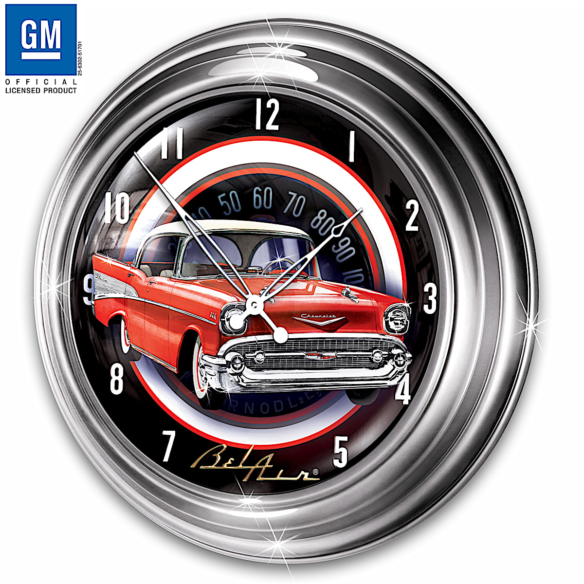 Classic Chevrolet Bel Air Illuminated Atomic Wall Clock Featuring