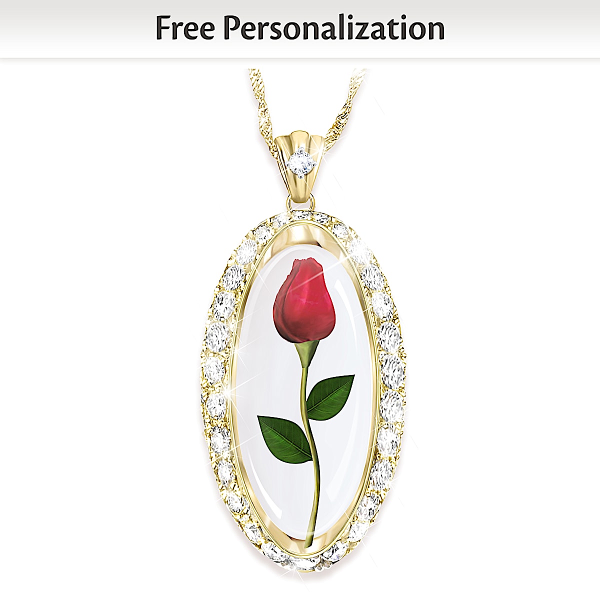 Personalized shop rose necklace