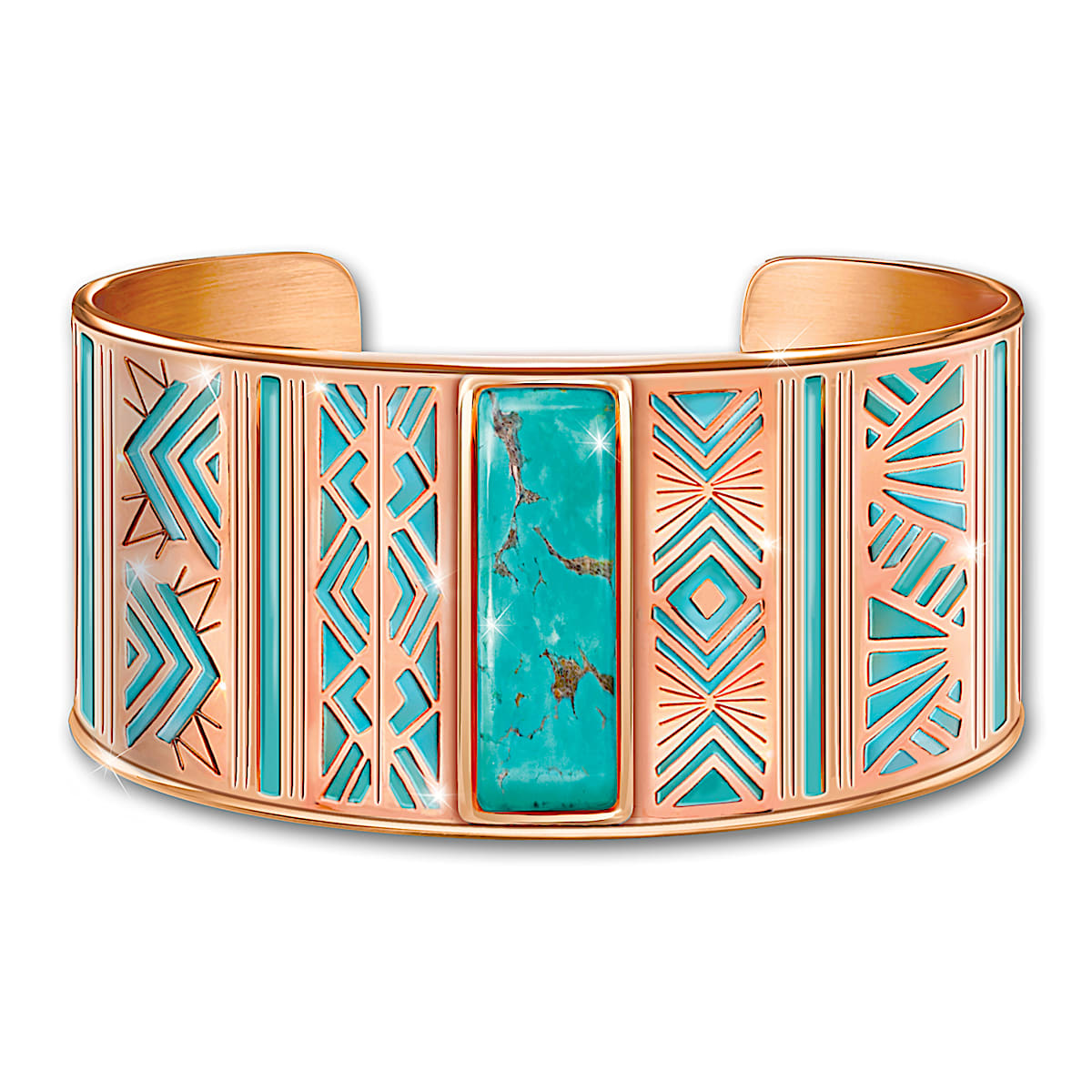 Natures Healing Embrace Womens Copper Cuff Bracelet Featuring A Genuine  Turquoise Centre Stone & A Geometric Design