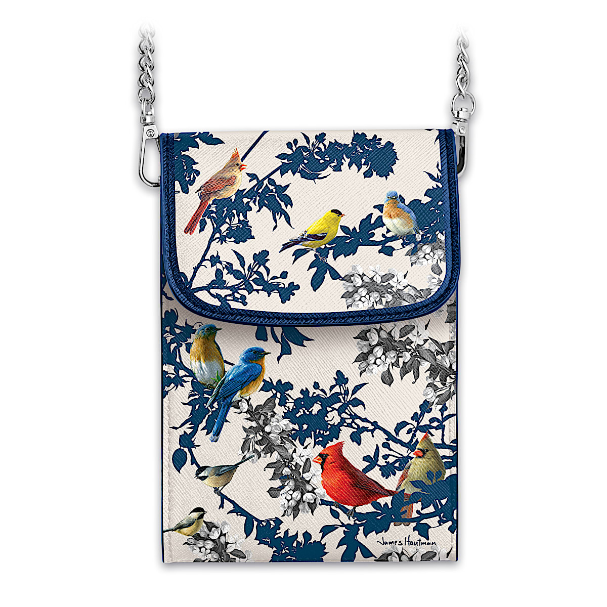 Songbird Serenade Faux Leather Crossbody Cell Phone Handbag With