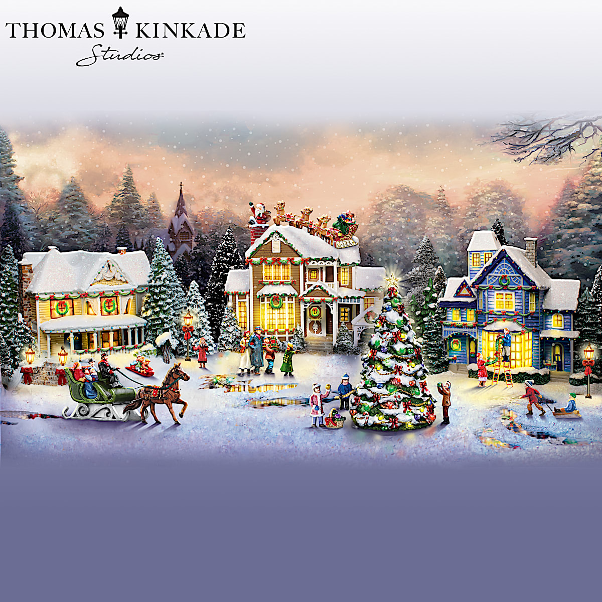 Thomas Kinkade Sounds Of The Season HandPainted Illuminated Christmas