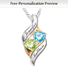 Birthstone Loving Embrace Personalized Pendant Necklace