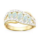 5 Ethiopian Opals & 40 White Topaz Genuine Beauty Ring