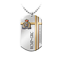 RCMP Dog Tag Enamelled And Engraved Men's Pendant Necklace