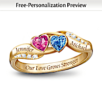 Birthstone 24K Gold-Plated Love's Journey Personalized Ring