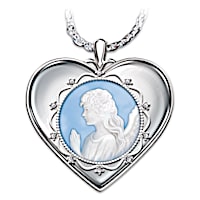 Bless You Granddaughter Cameo Angel Pendant Necklace