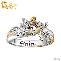 Tinker Bell "Believe" Two-Toned Engraved Ring