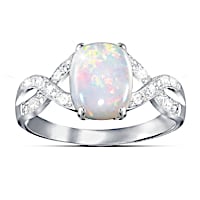 Australian Opal And 12-Diamond Shimmering Elegance Ring