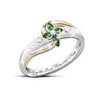 Divine Inspiration Emerald & Diamond Cross Ring