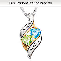 Birthstone Loving Embrace Personalized Pendant Necklace