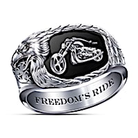 Custom Stainless Steel And Onyx Men's Motorcycle Ring