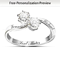 "Soul Mates" Personalized Diamond Ring With 2 Engraved Names