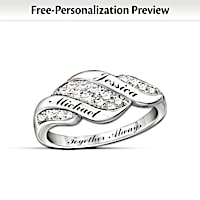 Cascade Of Love Diamond Ring With Engraved Names