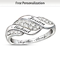 Cascade Of Love Diamond Ring With Engraved Names