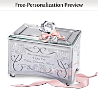 Personalized Mirrored Glass Music Box For Granddaughters