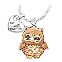 Granddaughter Owl Always Love You Crystal Pendant