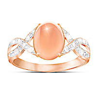 Sweet Sorbet Diamond And Peach Moonstone Ring