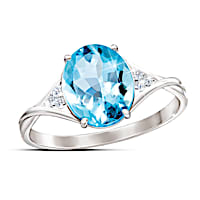 "True Blue" 3-Carat Blue And White Topaz Ring