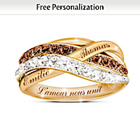 "Together In Love" Mocha And White Diamond Ring With 2 Names