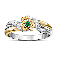 Lucky Shamrock Emerald & Diamond Ring