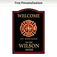 Firefighter Wooden Welcome Sign Personalized With Name