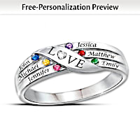 Diamond & Birthstone Family Together Personalized Ring