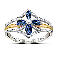 4 Sapphires & 50 White Topaz The Promise Of Faith Ring