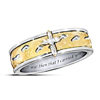 "Footprints In The Sand" Engraved Topaz Spinning Ring