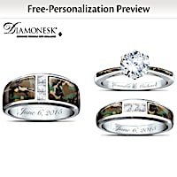 Camo His And Hers Personalized Diamonesk Wedding Ring Set