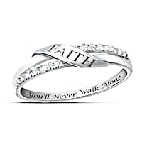 Genuine Diamond & Sterling Silver FAITH Ring