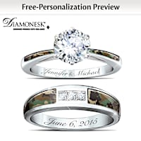 Camo Personalized Bridal Ring Set