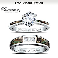 Camo Personalized Diamonesk Bridal Ring Set