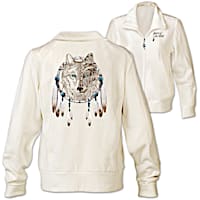 "Spirit Of The Wild" Designer Wolf Art Women's Knit Jacket