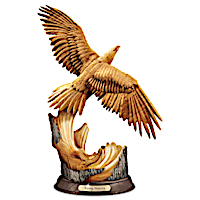 Rising Majesty Eagle Sculpture With Hand-Carved Wood Look