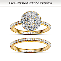 Golden Personalized Diamond Bridal Ring Set