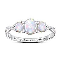 Australian Opals & Genuine Topaz Light Of Our Love Ring