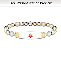 Medical Alert Beaded Bracelet With Personalized Engraving