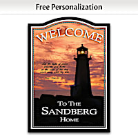 Light Of Peace Lighthouse Personalized Welcome Sign