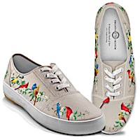 "Nature's Symphony" Canvas Sneakers With Songbird Art
