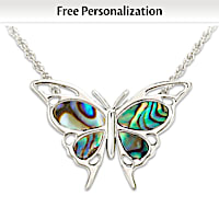 Personalized Abalone Shell Butterfly Necklace For Daughters