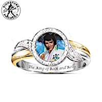 Embrace The King Engraved Elvis Ring With Swarovski Crystals