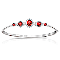 "Canadian Elegance" Red And White Crystal Bangle Bracelet