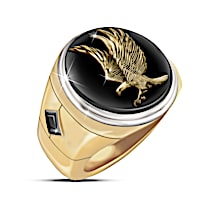 "Wings Of Majesty" Black Onyx And Sapphire Men's Ring