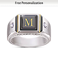 Diamond & Black Onyx Man Of Distinction Personalized Ring