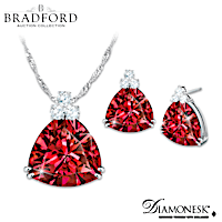 "Rarest Red" Diamonesk Earrings And Necklace Set