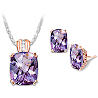 5-Carat Lavender Radiance Pendant Necklace And Earrings Set